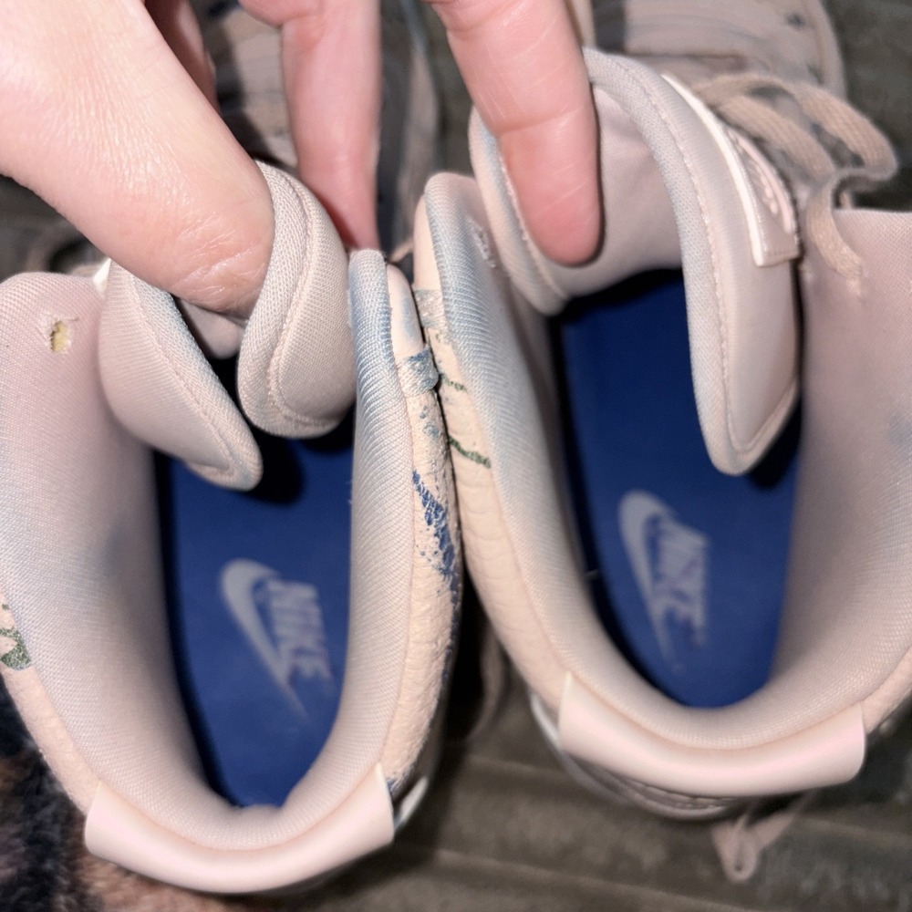 Nike Women's Pale Pink High-Top Sneakers with Blue and Green Paint Splatters - Picture 9 of 9